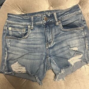 American Eagle, Jean shorts, distressed and stretchy, size 2